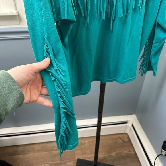 Vintage 90s Sassa Western Fringe Long Sleeve Shirt Top Size Large - Picture 3 of 4